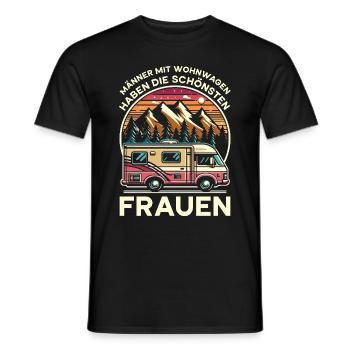 Camper Wohnwagen Lagerfeuer Campingurlaub - Männer T-Shirt - Schwarz - Vorne - AI Model Male 178 light (178cm)