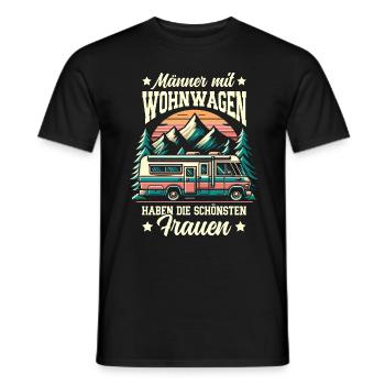 Camper Wohnwagen Lagerfeuer Campingurlaub - Männer T-Shirt - Schwarz - Vorne - AI Model Male 178 light (178cm)