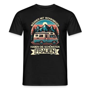 Camper Wohnwagen Lagerfeuer Campingurlaub - Männer T-Shirt - Schwarz - Vorne - AI Model Male 178 light (178cm)