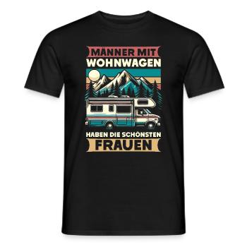 Camper Caravan Campfire Camping holiday - Men's T-Shirt - black - Front - AI Model Male 178 light (178cm)