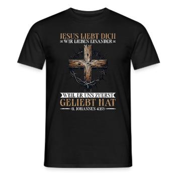 Jesus Christlich Katholiken Gläubiger Gottesdienst - Männer T-Shirt - Schwarz - Vorne - AI Model Male 178 light (178cm)