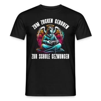 Né pour jouer Forcé d’aller à l’école Angel - T-shirt homme - noir - Devant - AI Model Male 178 light (178cm)