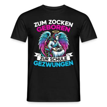 Né pour jouer Forcé d’aller à l’école Angel - T-shirt homme - noir - Devant - AI Model Male 178 light (178cm)