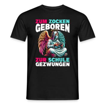 Né pour jouer Forcé d’aller à l’école Angel - T-shirt homme - noir - Devant - AI Model Male 178 light (178cm)