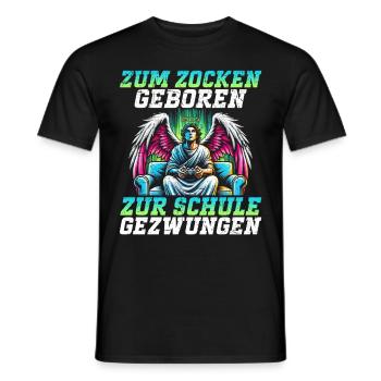 Né pour jouer Forcé d’aller à l’école Angel - T-shirt homme - noir - Devant - AI Model Male 178 light (178cm)