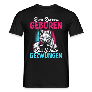 Né pour jouer, forcé d’aller à l’école, le renard arctique - T-shirt homme - noir - Devant - AI Model Male 178 light (178cm)