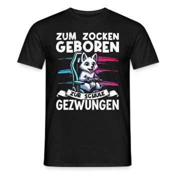 Né pour jouer, forcé d’aller à l’école, le renard arctique - T-shirt homme - noir - Devant - AI Model Male 178 light (178cm)