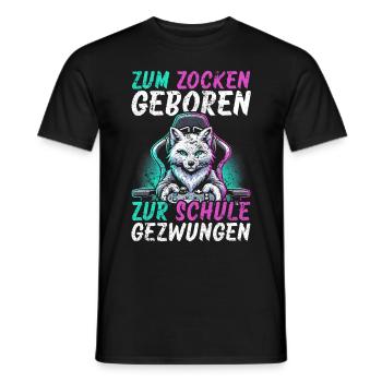 Né pour jouer, forcé d’aller à l’école, le renard arctique - T-shirt homme - noir - Devant - AI Model Male 178 light (178cm)