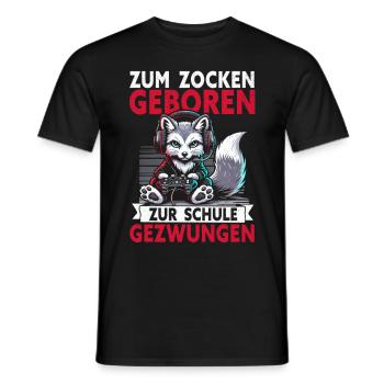 Né pour jouer, forcé d’aller à l’école, le renard arctique - T-shirt homme - noir - Devant - AI Model Male 178 light (178cm)