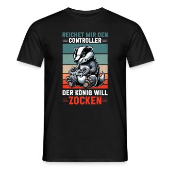 Il me tend la manette que le roi veut jouer - T-shirt homme - noir - Devant - AI Model Male 178 light (178cm)