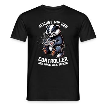 Il me tend la manette que le roi veut jouer - T-shirt homme - noir - Devant - AI Model Male 178 light (178cm)