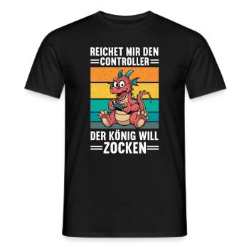Il me tend la manette que le roi veut jouer - T-shirt homme - noir - Devant - AI Model Male 178 light (178cm)