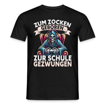 Né pour jouer Forcé d’aller à l’école Grim Reaper - T-shirt homme - noir - Devant - AI Model Male 178 light (178cm)