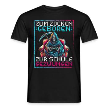 Né pour jouer Forcé d’aller à l’école Grim Reaper - T-shirt homme - noir - Devant - AI Model Male 178 light (178cm)