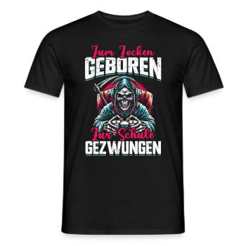Né pour jouer, forcé d'aller à l'école, Grim Reaper - T-shirt homme - noir - Devant - AI Model Male 178 light (178cm)