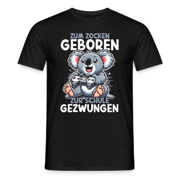 Zum Zocken Geboren Zur Schule Gezwungen Koala - Männer T-Shirt - Schwarz - Vorne - AI Model Male 178 light (178cm)