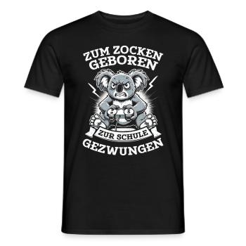 Zum Zocken Geboren Zur Schule Gezwungen Koala - Männer T-Shirt - Schwarz - Vorne - AI Model Male 178 light (178cm)