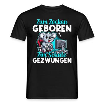 Zum Zocken Geboren Zur Schule Gezwungen Koala - Männer T-Shirt - Schwarz - Vorne - AI Model Male 178 light (178cm)