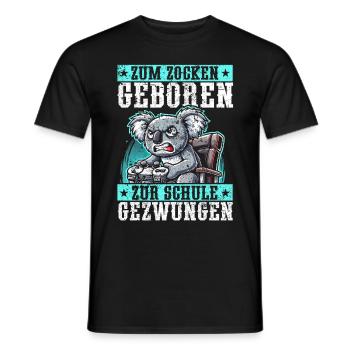 Zum Zocken Geboren Zur Schule Gezwungen Koala - Männer T-Shirt - Schwarz - Vorne - AI Model Male 178 light (178cm)