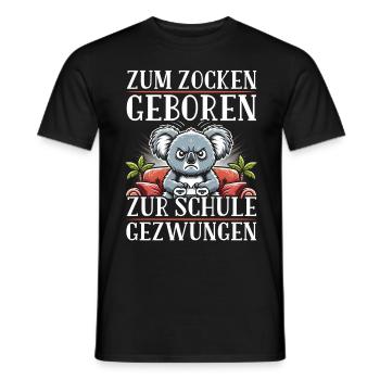 Zum Zocken Geboren Zur Schule Gezwungen Koala - Männer T-Shirt - Schwarz - Vorne - AI Model Male 178 light (178cm)