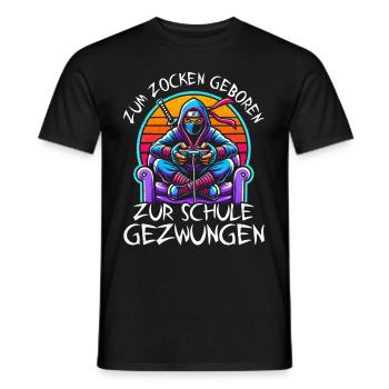 Born To Play, Forced To School, Ninja - Men's T-Shirt - black - Front - AI Model Male 178 light (178cm)