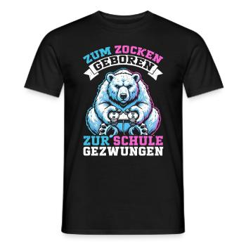 Né pour jouer, forcé d’aller à l’école, ours polaire - T-shirt homme - noir - Devant - AI Model Male 178 light (178cm)