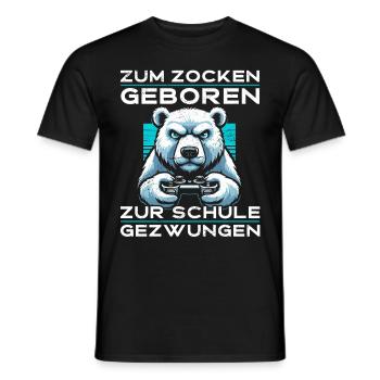 Né pour jouer, forcé d’aller à l’école, ours polaire - T-shirt homme - noir - Devant - AI Model Male 178 light (178cm)