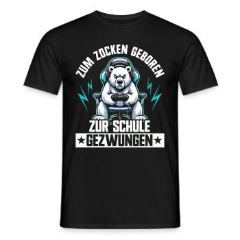 Né pour jouer, forcé d’aller à l’école, ours polaire - T-shirt homme - noir - Devant - AI Model Male 178 light (178cm)