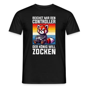 Reichet Mir Den Controller Der König Will Zocken - Männer T-Shirt - Schwarz - Vorne - AI Model Male 178 light (178cm)