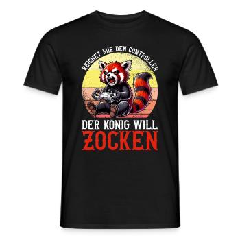 Reichet Mir Den Controller Der König Will Zocken - Männer T-Shirt - Schwarz - Vorne - AI Model Male 178 light (178cm)