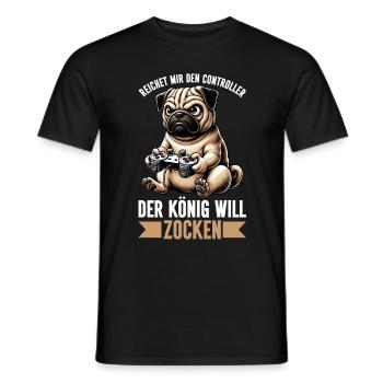 Reichet Mir Den Controller Der König Will Zocken - Männer T-Shirt - Schwarz - Vorne - AI Model Male 178 light (178cm)