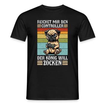 Il me tend la manette que le roi veut jouer - T-shirt homme - noir - Devant - AI Model Male 178 light (178cm)