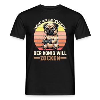 Reichet Mir Den Controller Der König Will Zocken - Männer T-Shirt - Schwarz - Vorne - AI Model Male 178 light (178cm)