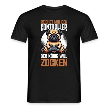 Reichet Mir Den Controller Der König Will Zocken - Männer T-Shirt - Schwarz - Vorne - AI Model Male 178 light (178cm)