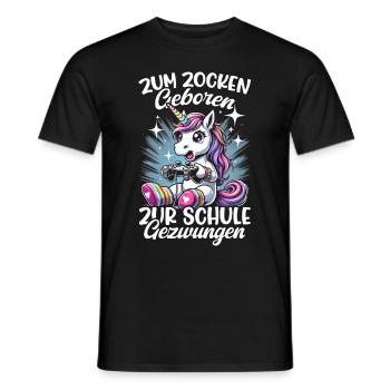 Née pour jouer Forcée d’aller à l’école Licorne - T-shirt homme - noir - Devant - AI Model Male 178 light (178cm)