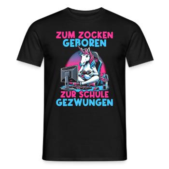 Née pour jouer Forcée d’aller à l’école Licorne - T-shirt homme - noir - Devant - AI Model Male 178 light (178cm)