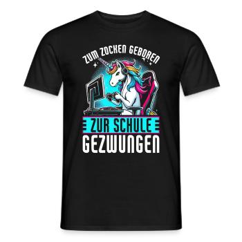 Née pour jouer Forcée d’aller à l’école Licorne - T-shirt homme - noir - Devant - AI Model Male 178 light (178cm)