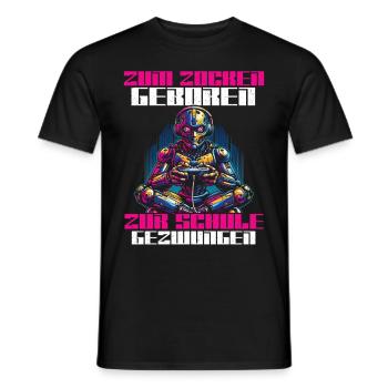 Nés pour jouer, forcés d’aller à l’école, les robots - T-shirt homme - noir - Devant - AI Model Male 178 light (178cm)