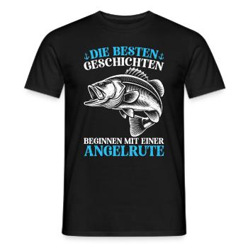 Angler Fishing Rod Funny Fisherman Hobby Fisherman - Men's T-Shirt - black - Front - AI Model Male 178 light (178cm)