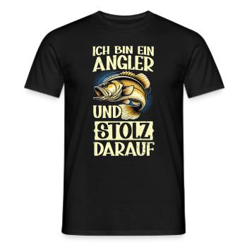 Angler Fishing Rod Funny Fisherman Hobby Fisherman - Men's T-Shirt - black - Front - AI Model Male 178 light (178cm)