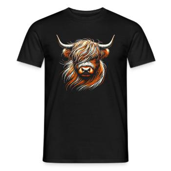 Scottish Highland Cow Scotland Farm - Men's T-Shirt - black - Front - AI Model Male 178 light (178cm)