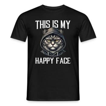 C’est mon visage heureux les chats - T-shirt homme - noir - Devant - AI Model Male 178 light (178cm)