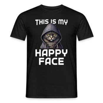C’est mon visage heureux les chats - T-shirt homme - noir - Devant - AI Model Male 178 light (178cm)