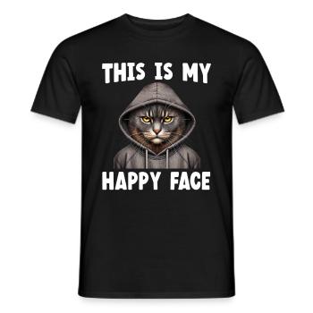 C’est mon visage heureux les chats - T-shirt homme - noir - Devant - AI Model Male 178 light (178cm)