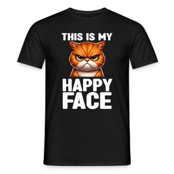 C’est mon visage heureux les chats - T-shirt homme - noir - Devant - AI Model Male 178 light (178cm)