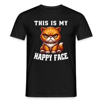 C’est mon visage heureux les chats - T-shirt homme - noir - Devant - AI Model Male 178 light (178cm)