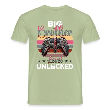 Level Bis Big Brother Console Gamer Elder - Männer T-Shirt - Sage - Vorne - AI Model Male 178 light (178cm)