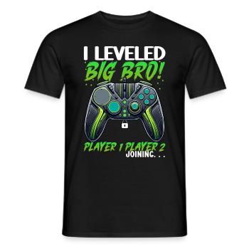 Level Bis Big Brother Console Gamer Elder - Männer T-Shirt - Schwarz - Vorne - AI Model Male 178 light (178cm)