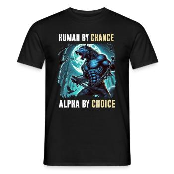 Humain Par hasard Alpha Par choix Loup-garou - T-shirt homme - noir - Devant - AI Model Male 178 light (178cm)