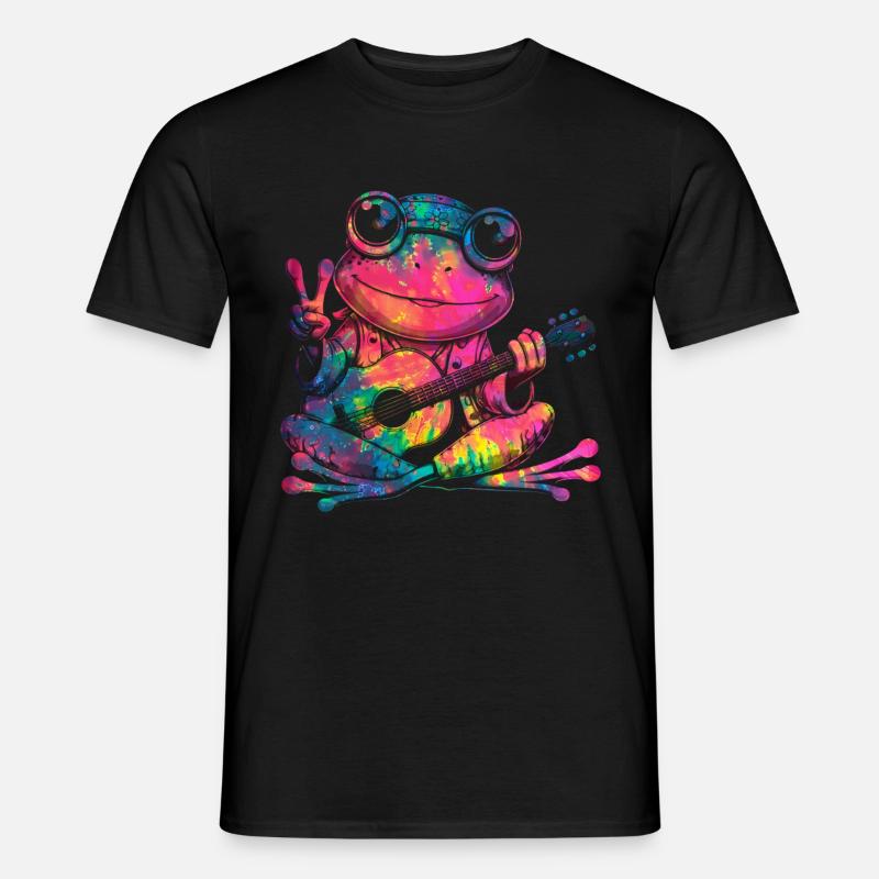Friedenszeichen Dye Hippie Frog 60s - Männer T-Shirt - Schwarz